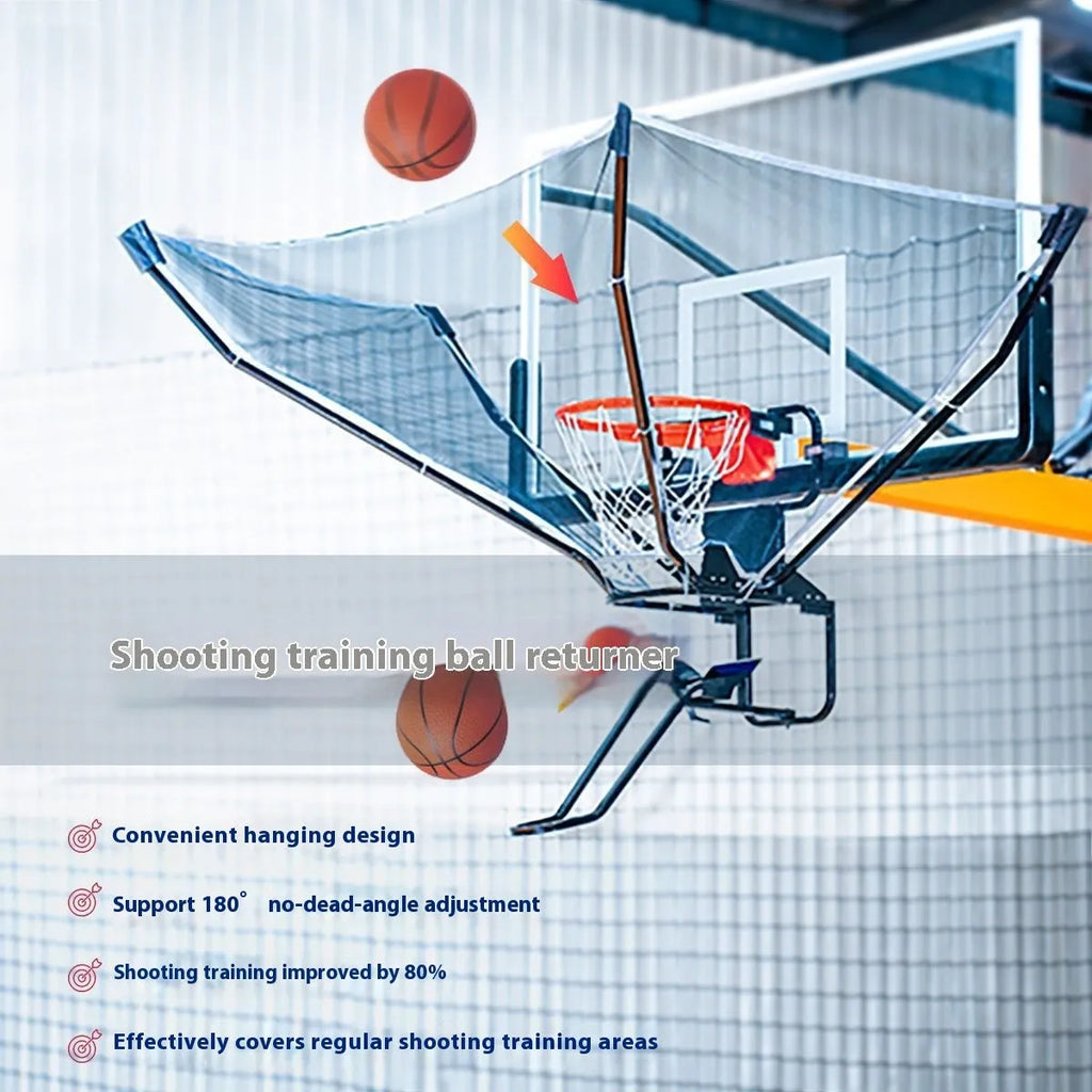 Basketball training ball return with cowhide and iron construction, hanging for portable shooting practice