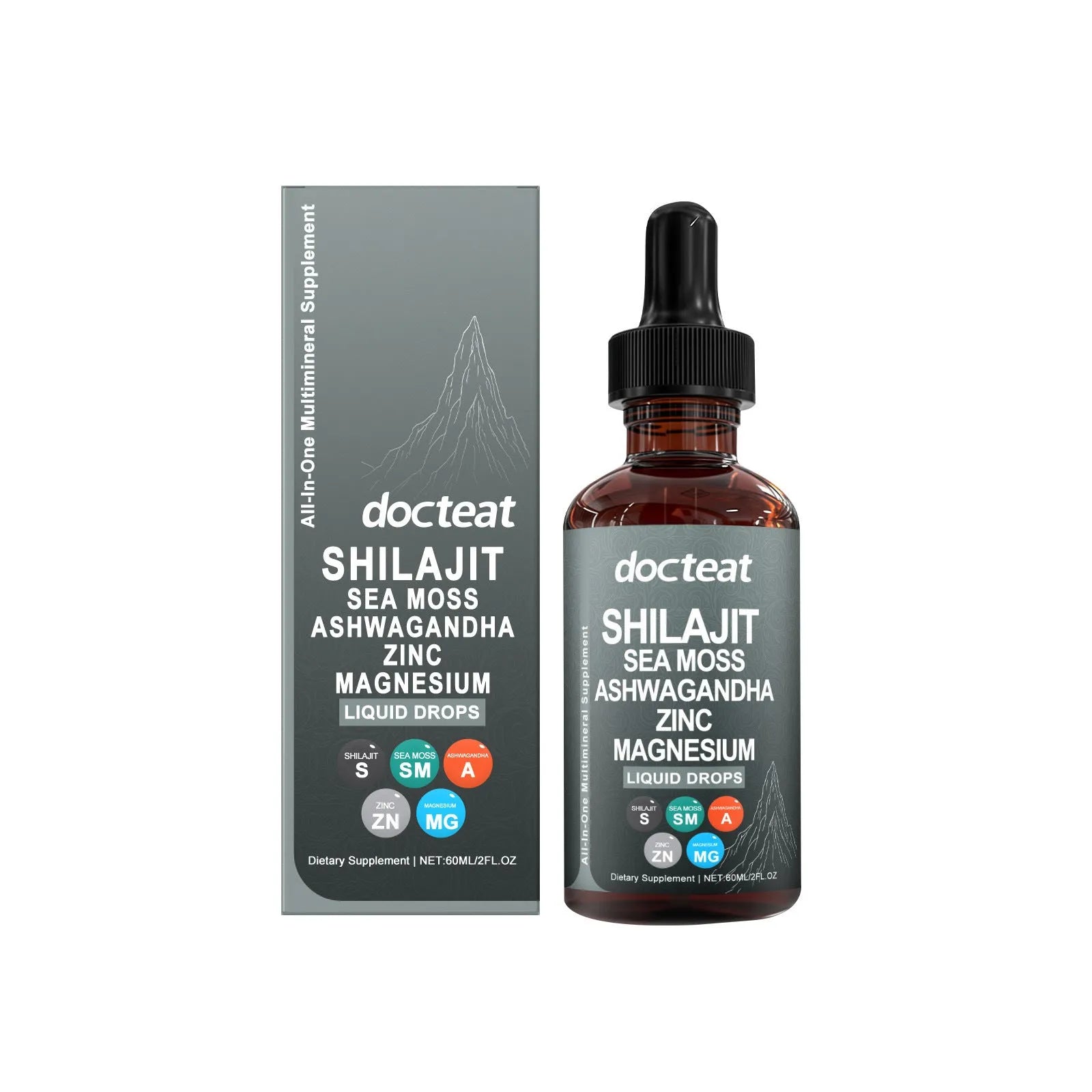 60ml bottle of Intestinal Balance liquid dietary supplement with a separate dropper on a white background