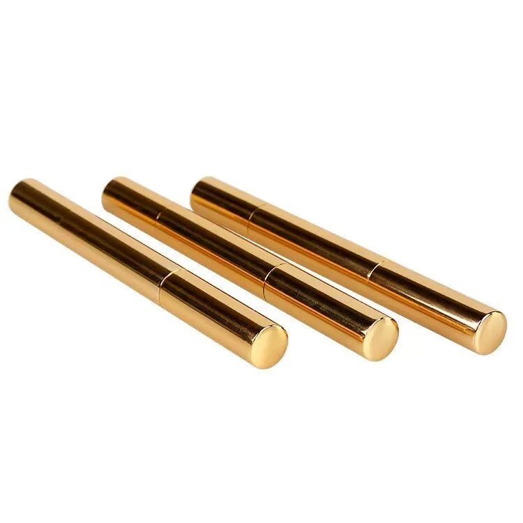 Gold aluminium case teeth whitening pen with brush tip applicator for whitening gel.
