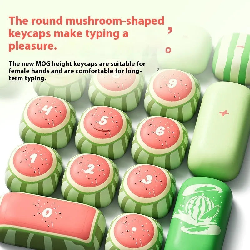 Watermelon-themed mechanical keyboard key caps with five-sided sublimation printing, PBT material, small steamed bun shape