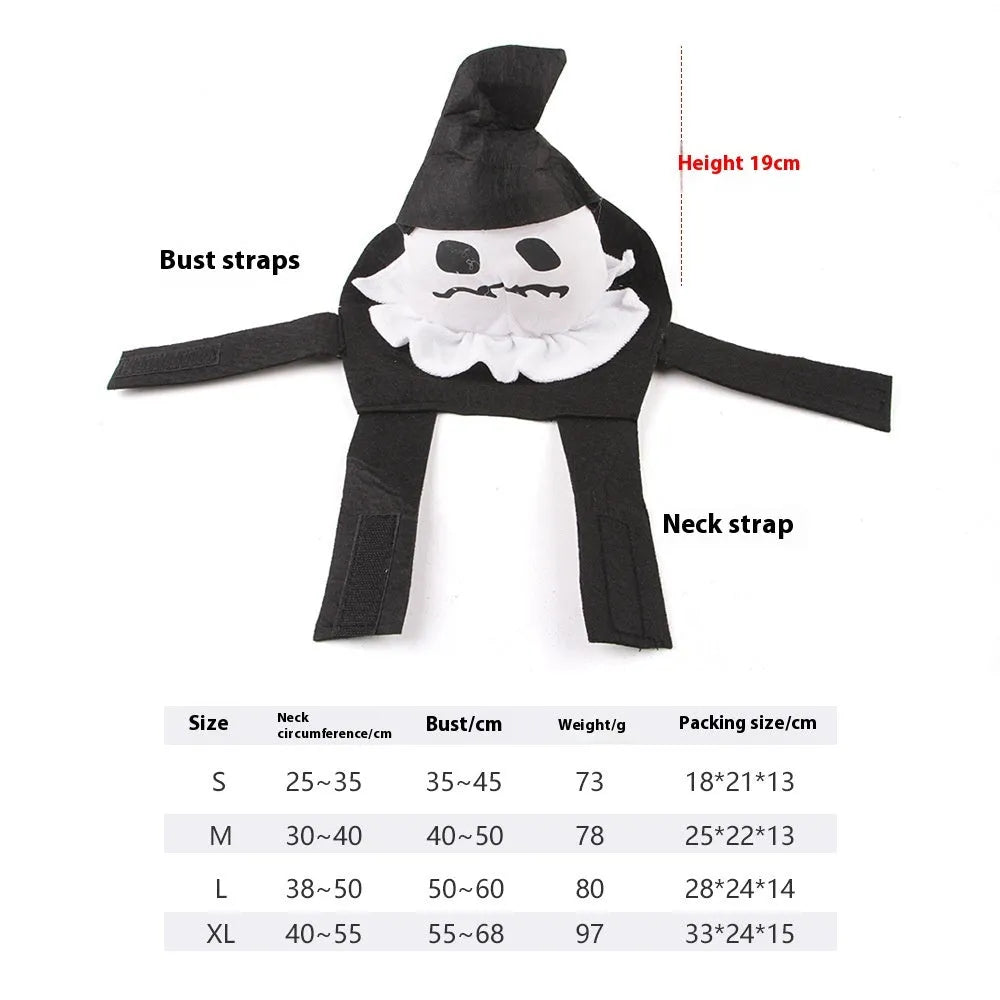 Dog wearing Halloween costume in ghost or pumpkin ghost design with PP cotton material