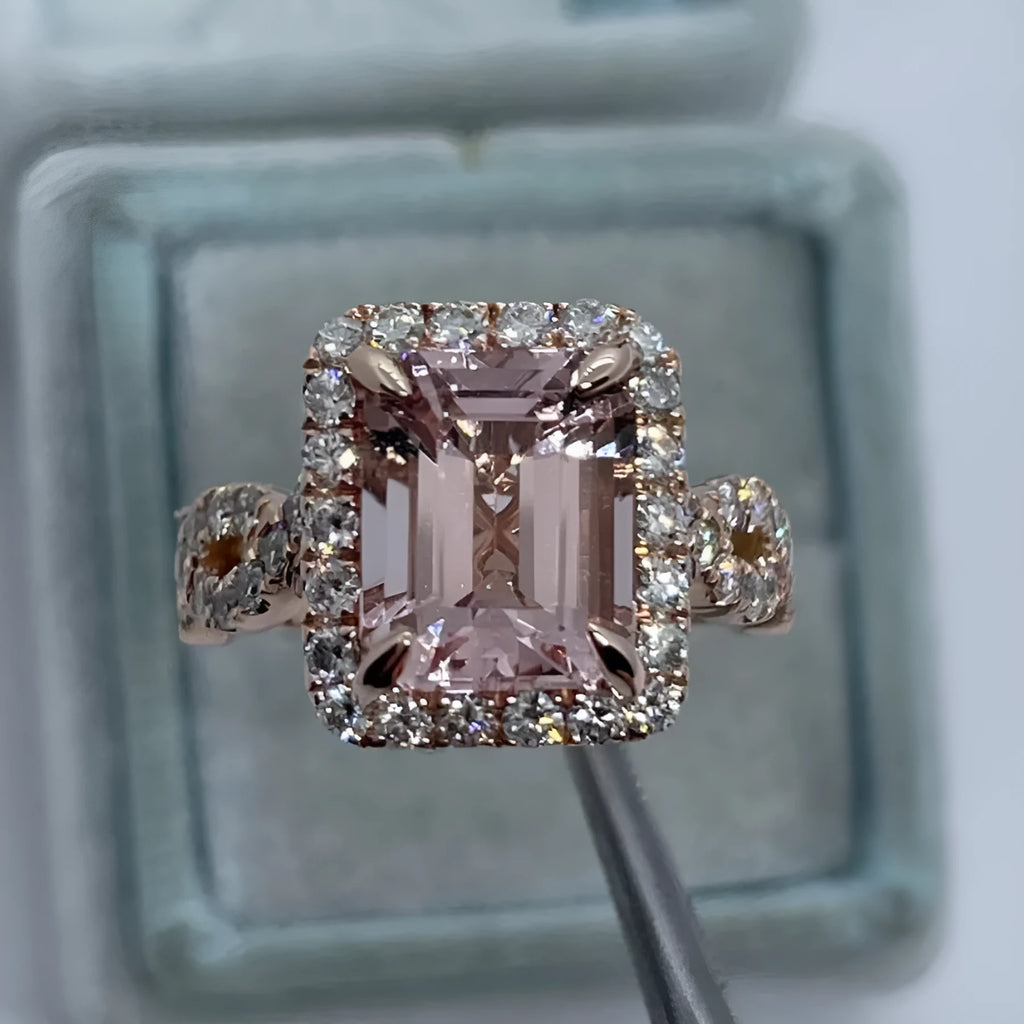 Rose gold electroplated alloy ring with geometric shape design showing angular lines and metallic finish