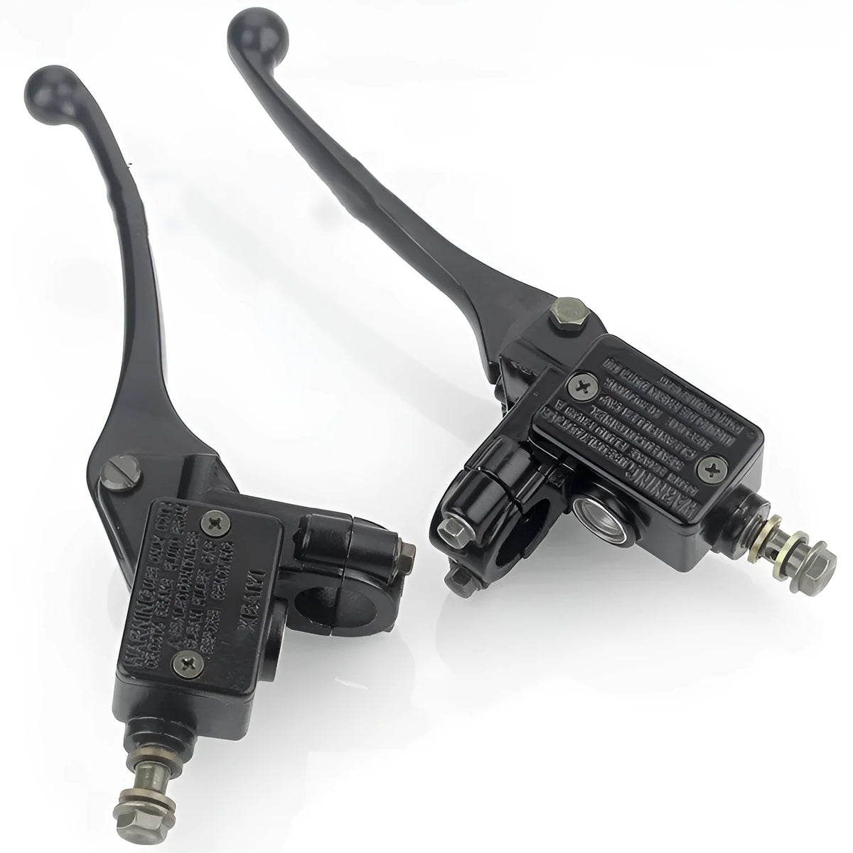Black universal motorcycle brake card master pump with 10mm oil pipe connection, left or right hand version, single unit