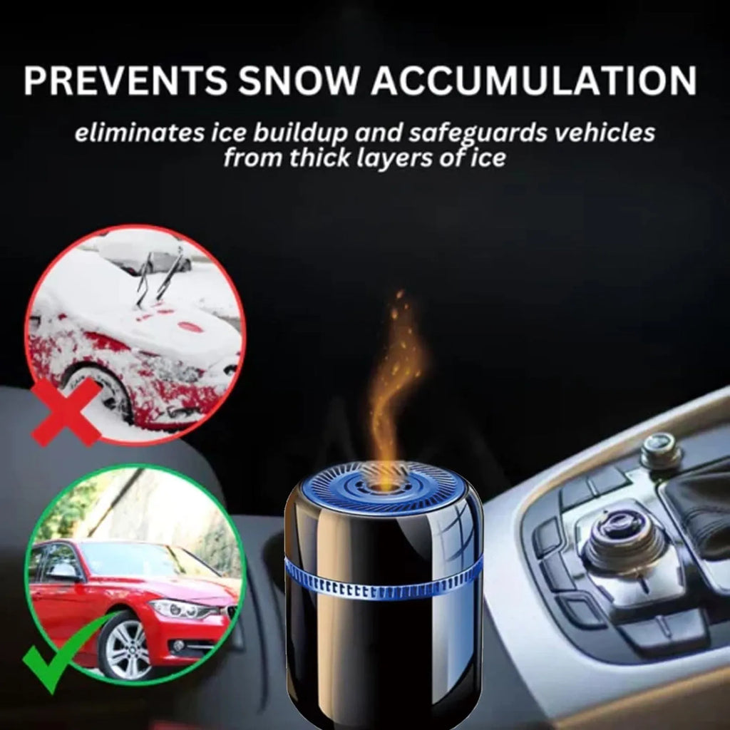 Compact car windscreen de-icing defroster tool measuring 5.6 by 6.8 centimetres.