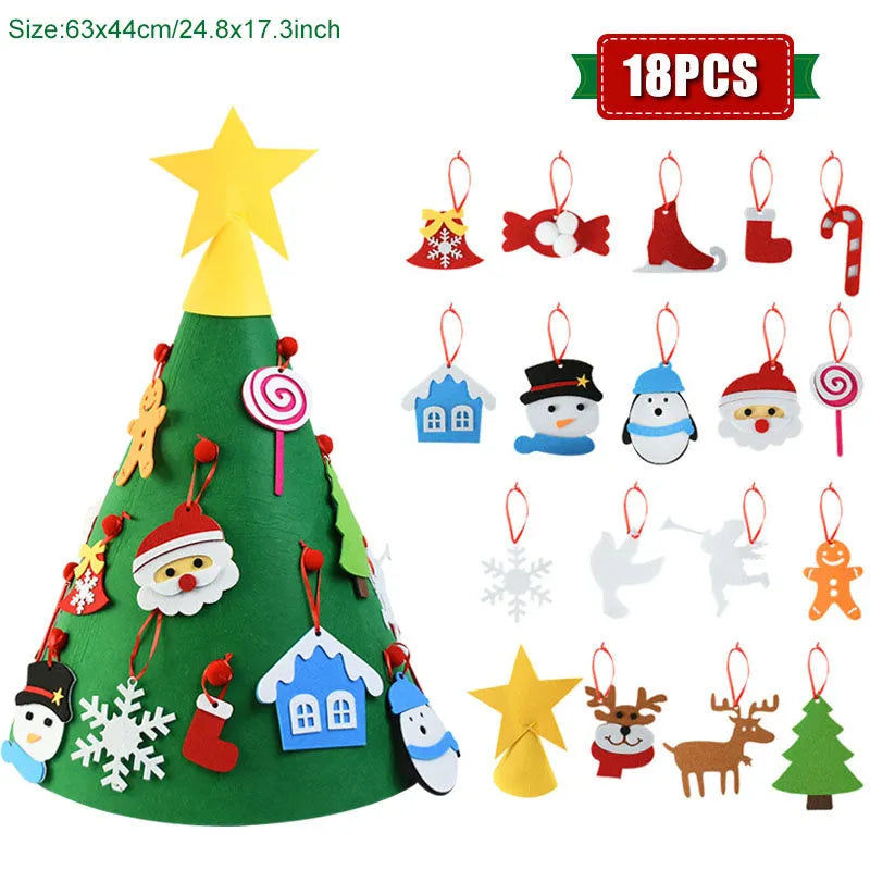 DIY felt Christmas tree ornaments for kids, 110cm felt fabric, sections A to I
