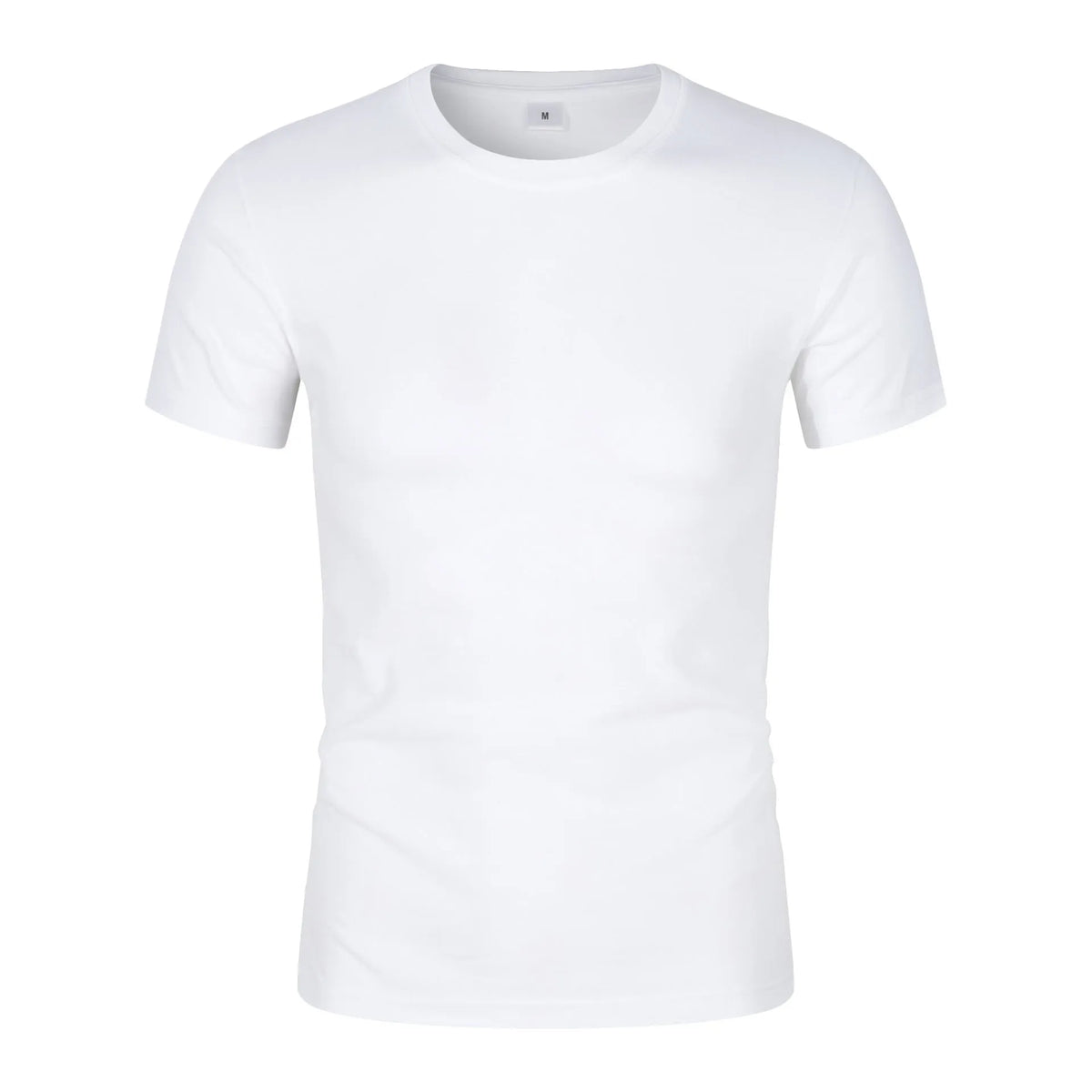 Men's solid colour CVC cotton short-sleeve t-shirt in black or white with round neck