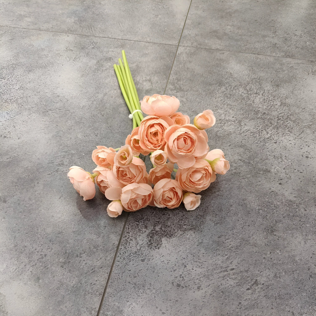 Set of six silk mini bridal bouquets in assorted colours for wedding and home decoration