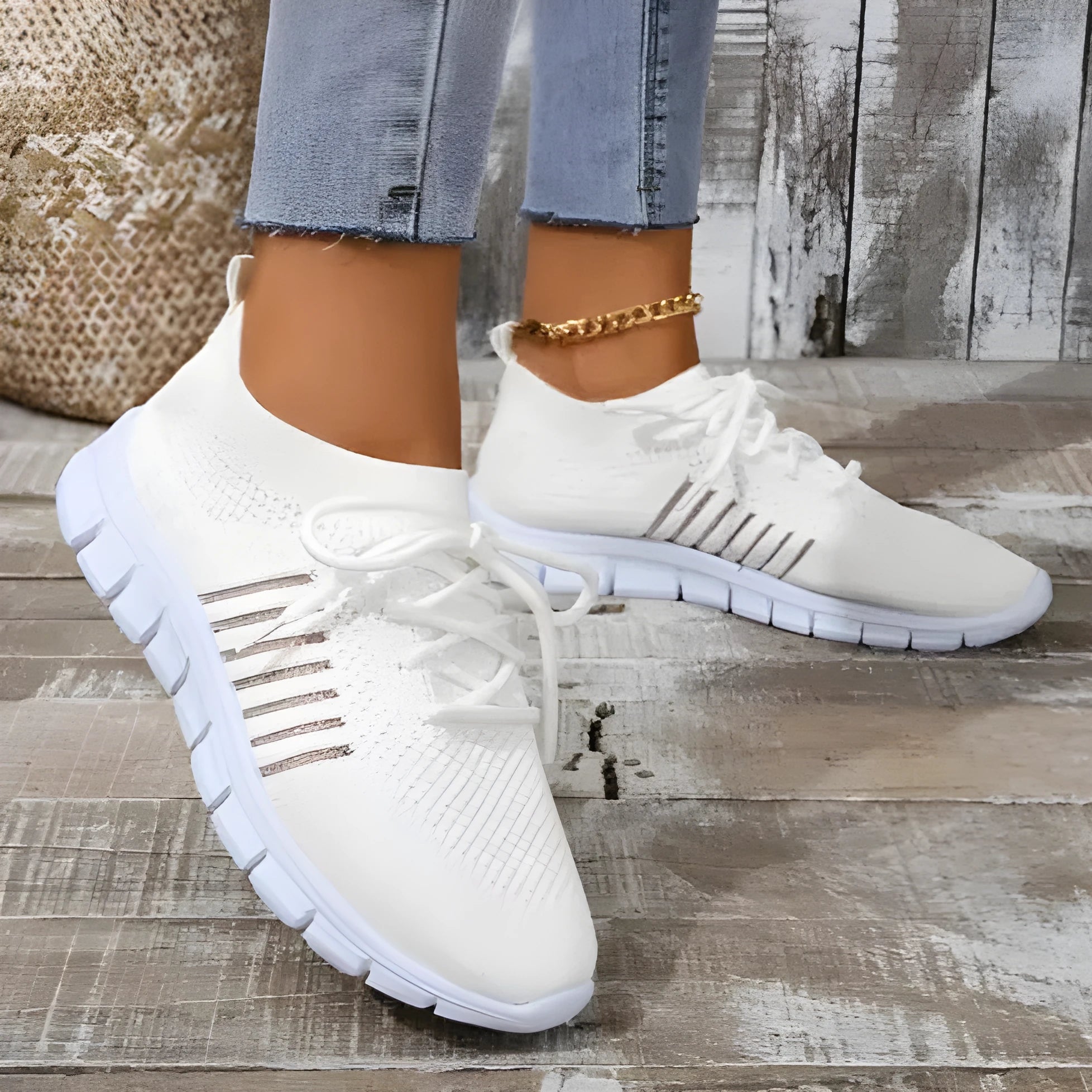 Women's breathable platform sneakers in multiple colours on a white background, showing lace-up front and flat rubber sole.