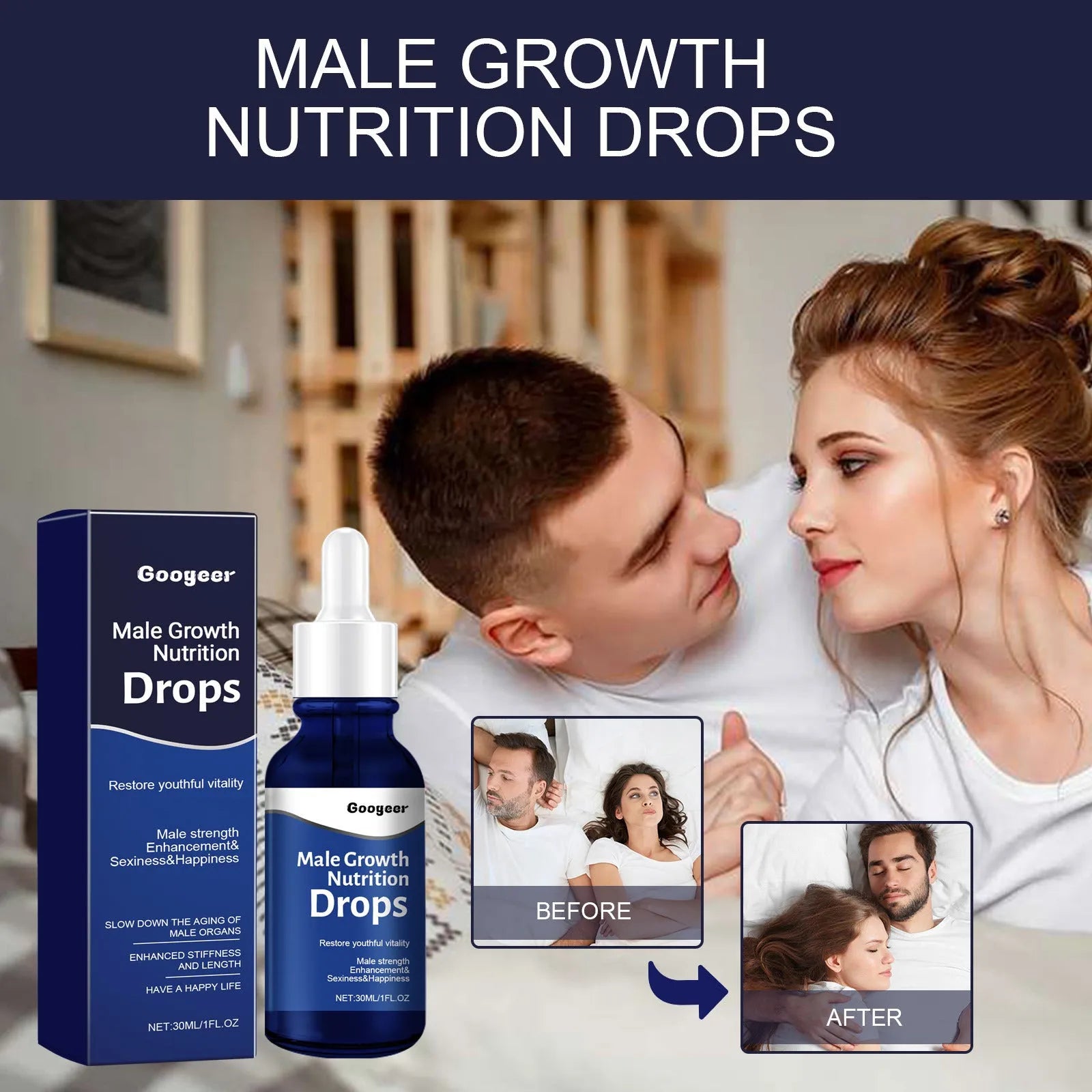 30ml bottle of Male Body Nutrition Drops serum for body and facial care