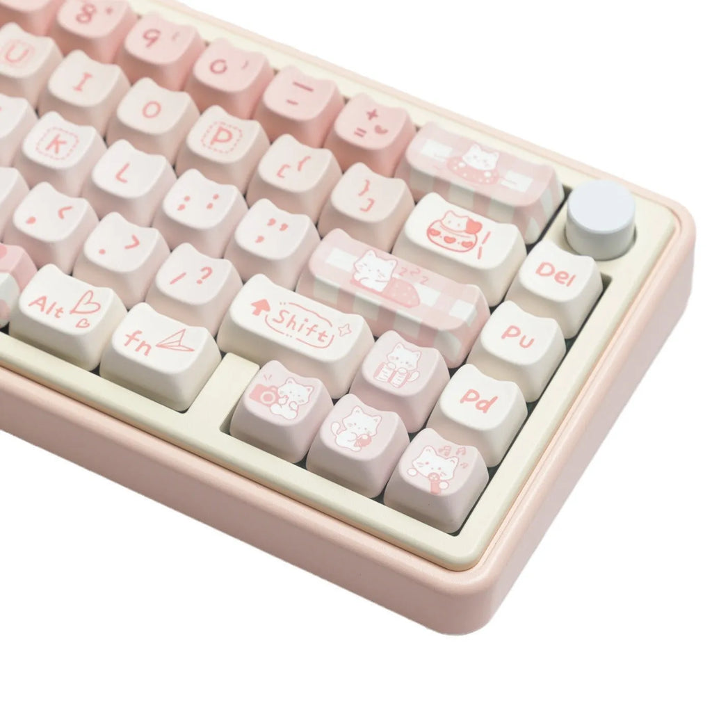 Full set PBT sublimation key caps for mechanical keyboards showing 98+ keys with sublimation printed legends