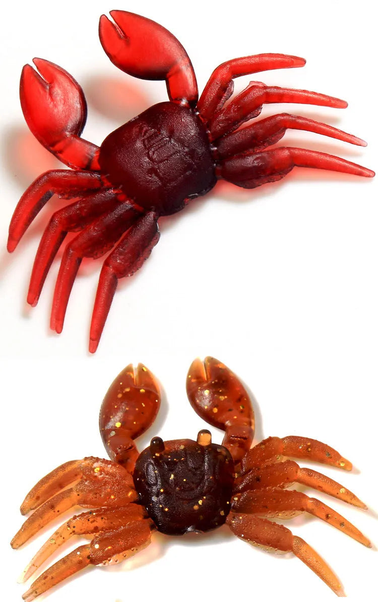 PVC crab fishing soft bait lure in red and brown colours, 8cm size