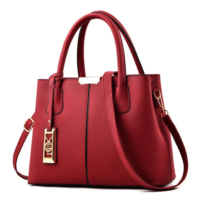 Soft PU leather large capacity shoulder handbag for women shown in a choice of colours.