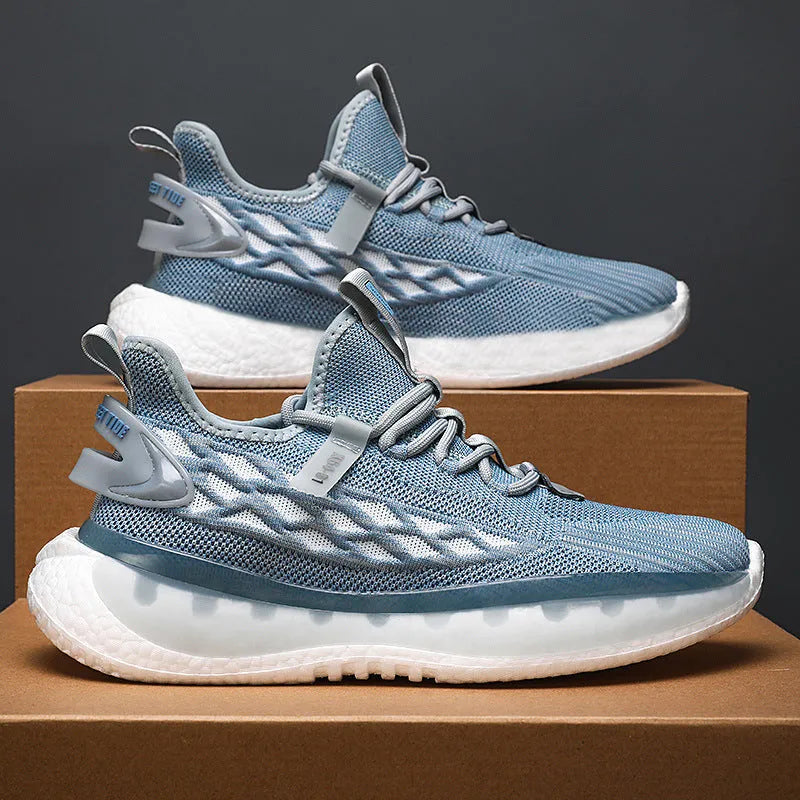 Men's casual sneakers with woven mesh upper and flat rubber soles in multiple colour options