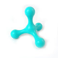 Blue three-legged silicone teething toy for puppies measuring 9.5cm with beef flavour coating