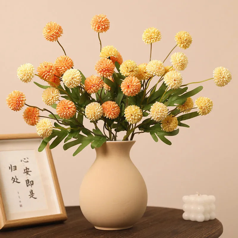 Five-head dandelion chrysanthemum silk flower ornament in multiple colour options