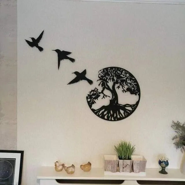 Black electroplated iron wall art hanging ornament with modern simple design and mounting straps