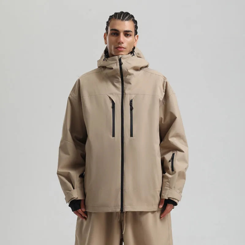 Men's loose zip ski suit jacket in polyester fibre, waterproof windproof, available in six colours and sizes S to XXL