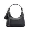 Simple grey genuine cowhide leather women's shoulder bag with visible stitching, shown on a neutral background.