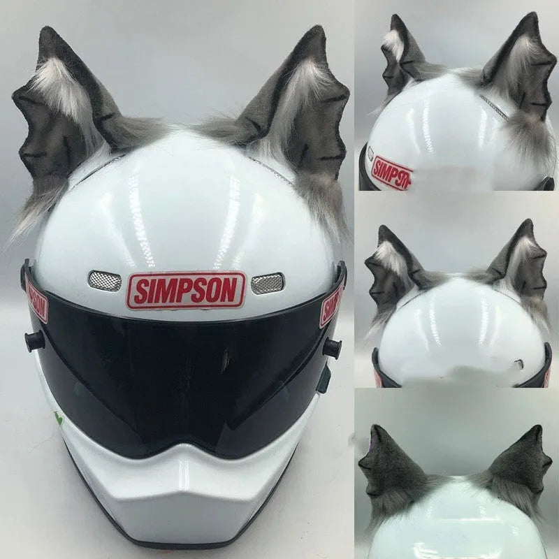 ABS helmet ornaments with animal ears and tails for motorcycle helmets in various colour options