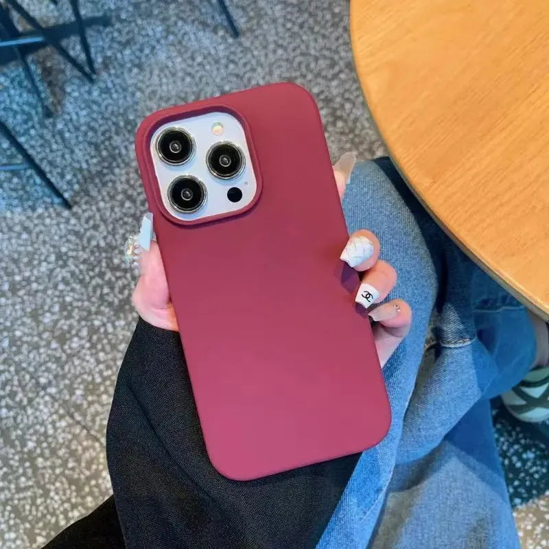 All-inclusive liquid silicone phone case for Apple iPhone, frosted finish, available in six colours