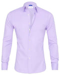 Men's long sleeve zip shirt with button-design collar, slim fit cotton fabric, available in eight colours and sizes XS to XXXL