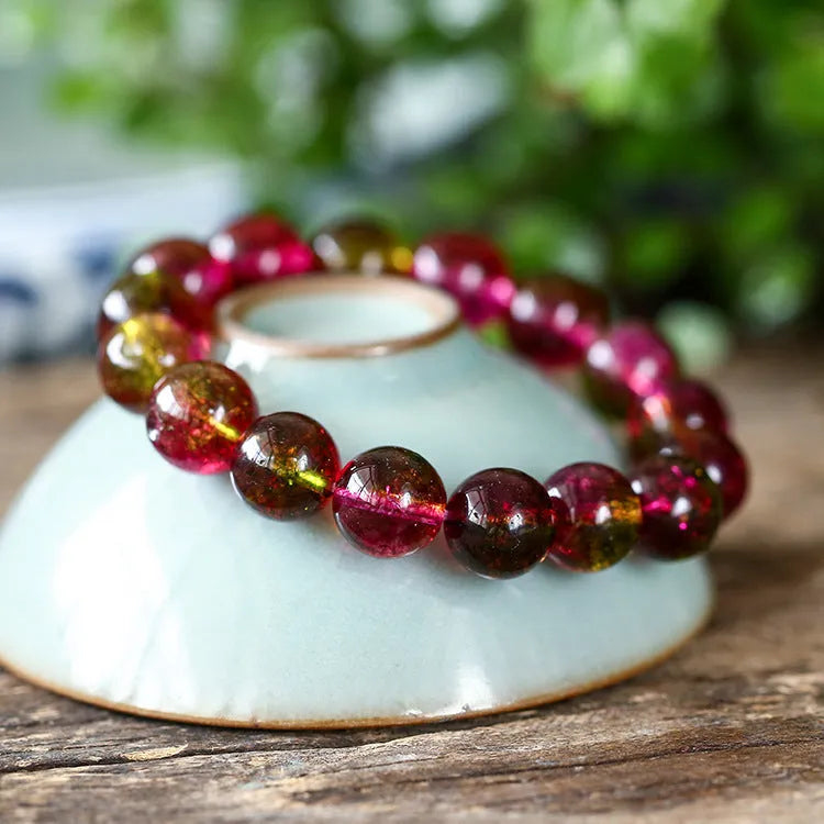 Handmade watermelon crystal bracelet with pastoral design elements in casual style