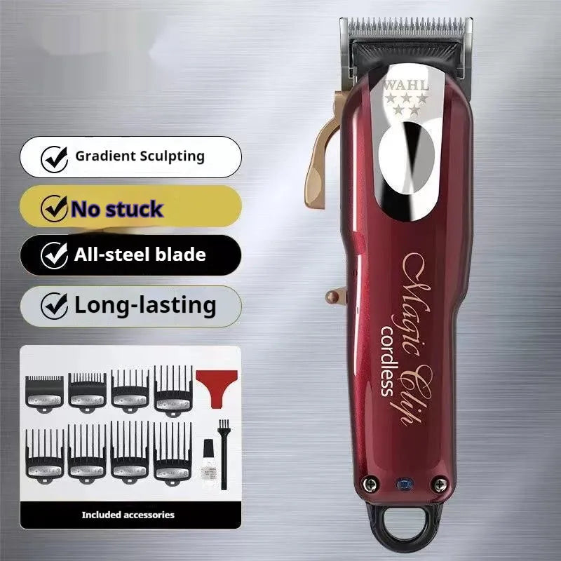 Adult and children's charging hair clippers with stainless steel cutter head and multiple plug options