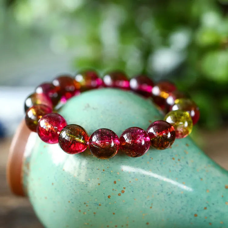 Handmade watermelon crystal bracelet with pastoral design elements in casual style