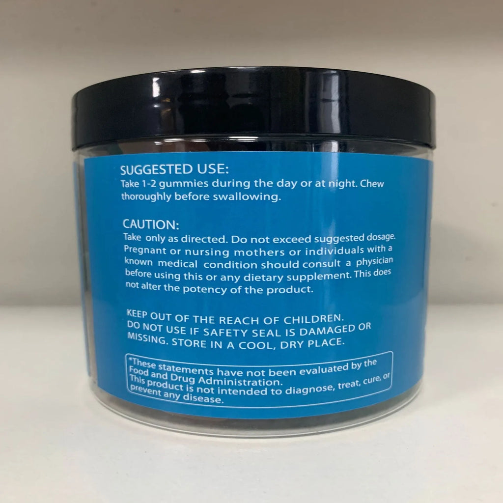 Bottle of raspberry-flavoured creatine monohydrate gummy supplements containing 120 soft candy tablets