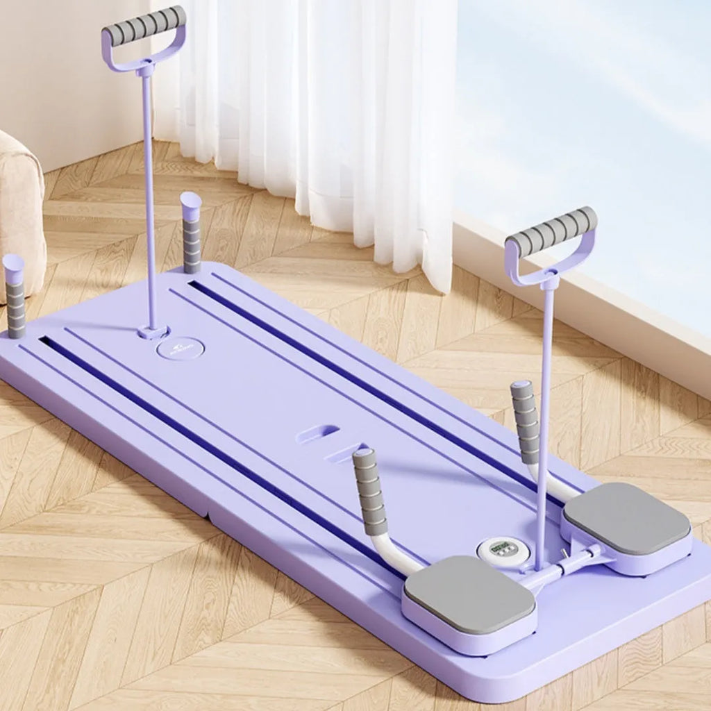 Standard purple multi-functional fitness board with abdominal wheel, dimensions 106cm by 41cm by 7cm, for home weight loss training