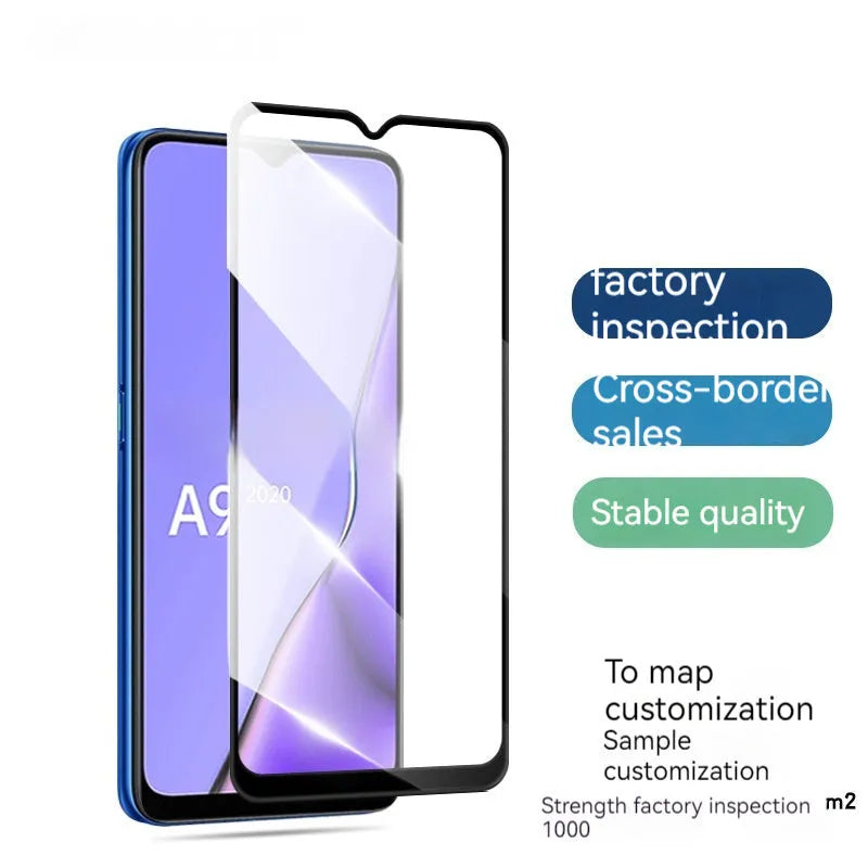 OPPO A9 2020 full screen tempered glass screen protector with full glue black design
