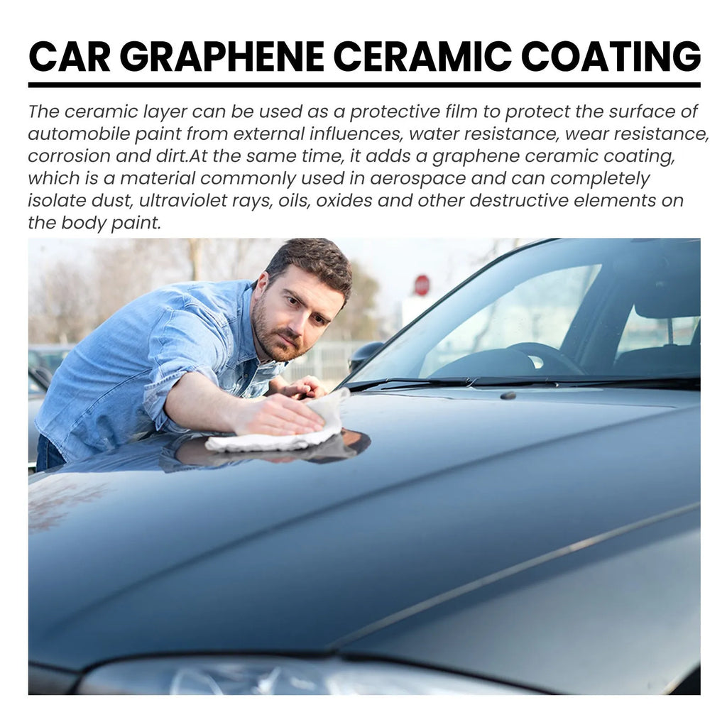 70ml graphene ceramic coating bottle with sponge, towel, gloves, and coating cloths for car paint protection
