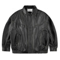 Retro faux leather coat for men and women, loose fit, long sleeve, black or brown, sizes M to XXL