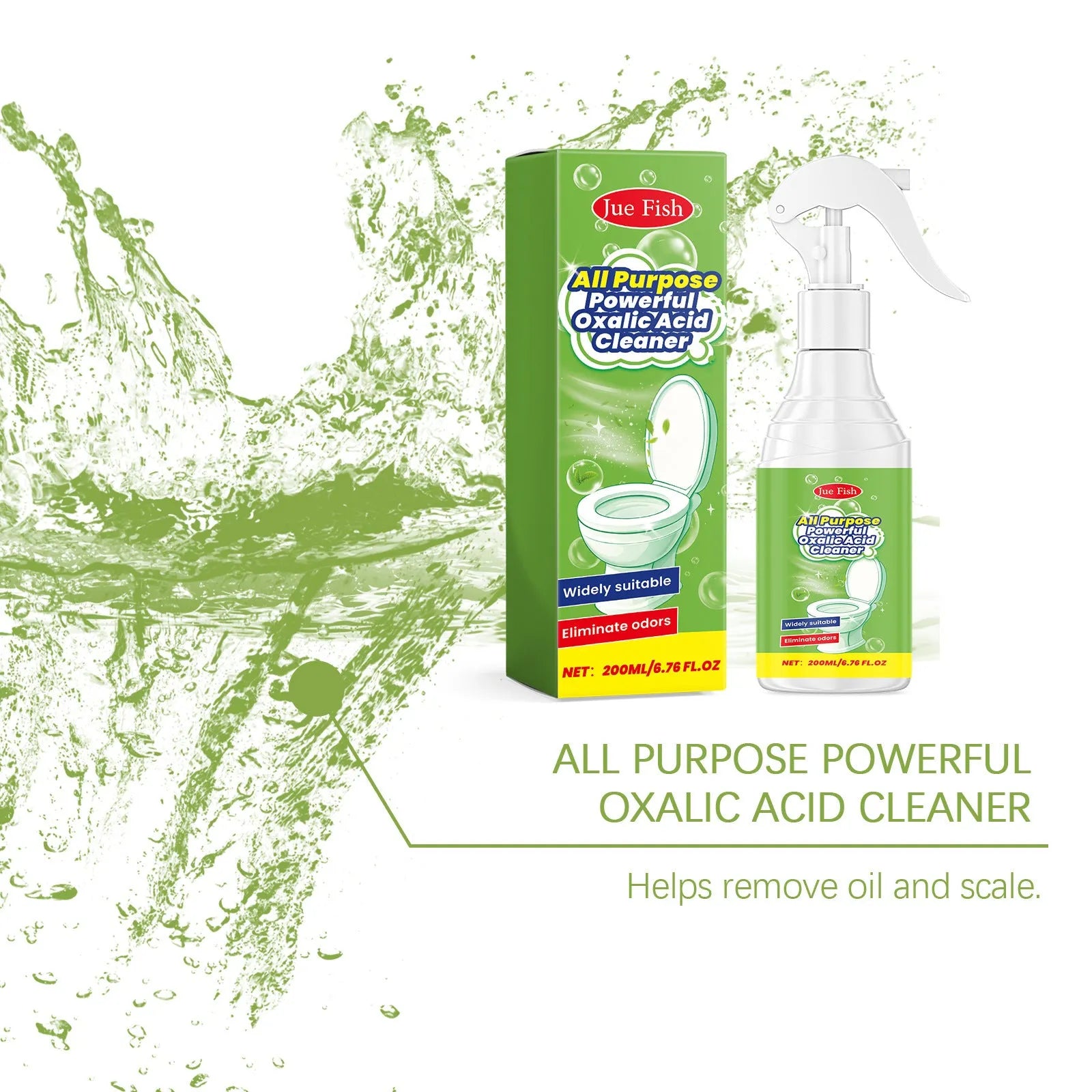 200ml household grease cleaning spray bottle with sodium hydroxide and oxalic acid formula, measuring 5.5cm by 13.6cm