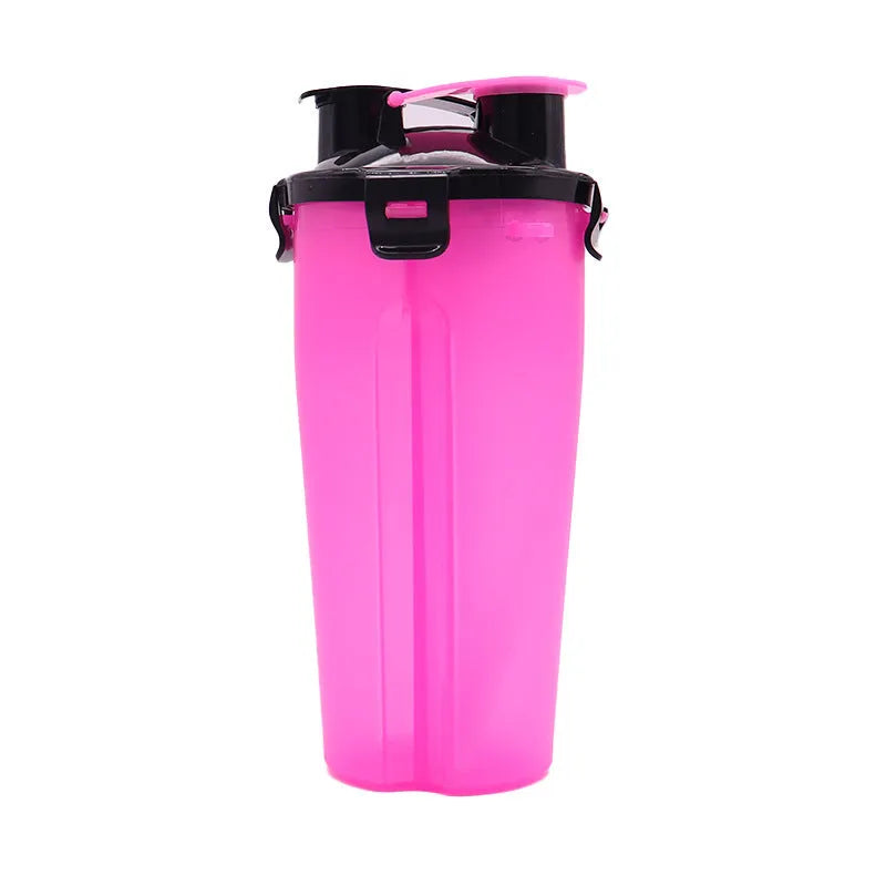 Portable pet water and food cup with dual compartments in assorted colours