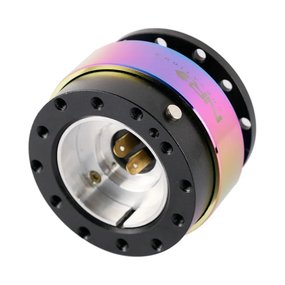 Colourful car steering wheel quick release device with lock and connection base.