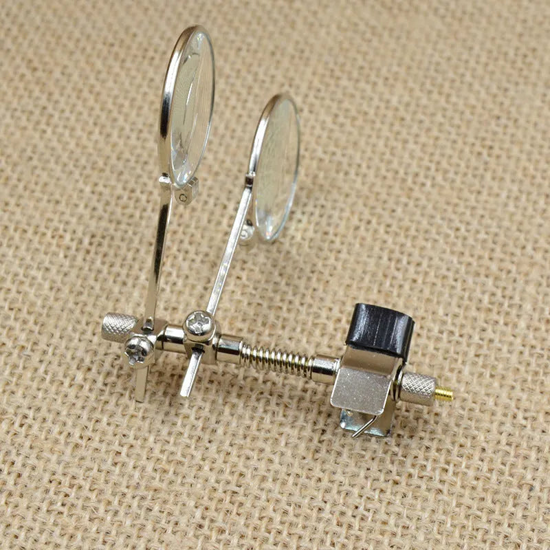 Reading glasses mirror double clip with metal bracket and glass lens magnifier