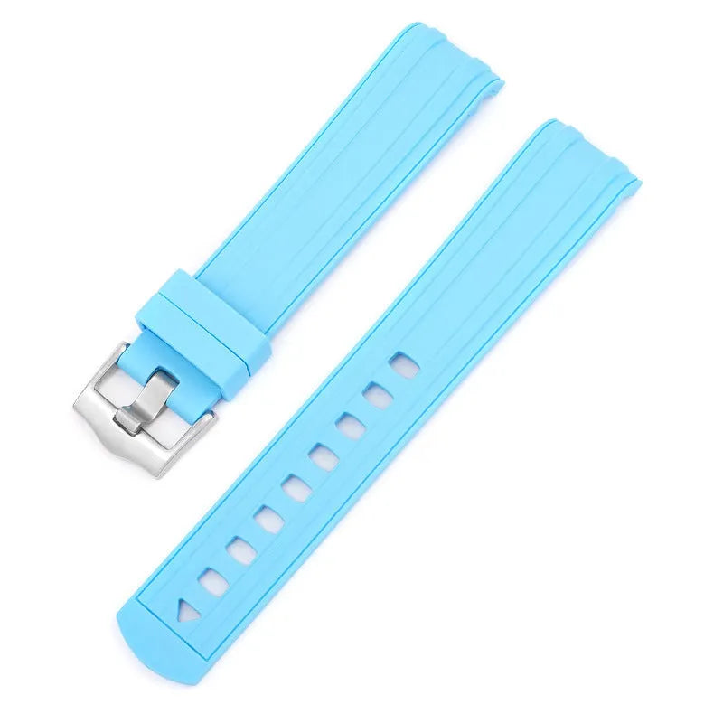20mm original style watch strap with silver buckle in multiple colour options including black, blue, green, and pink.
