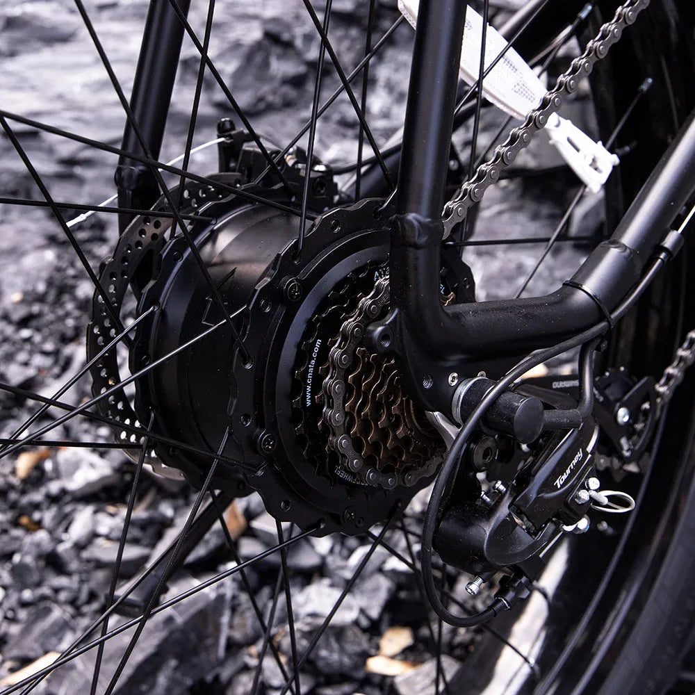 SIVROCK V1 black electric mountain bike with 26 x 4.0 inch fat tires, 1000W motor and 48V 15Ah battery