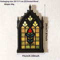 Black rustic wooden Gothic-style door frame wall rack for storage and decoration.