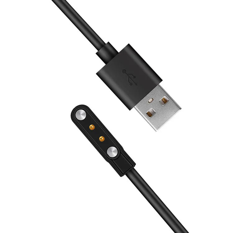 Black smart watch magnetic USB charger with thimble contact, 8cm x 4cm x 1cm, 100cm or 60cm cable