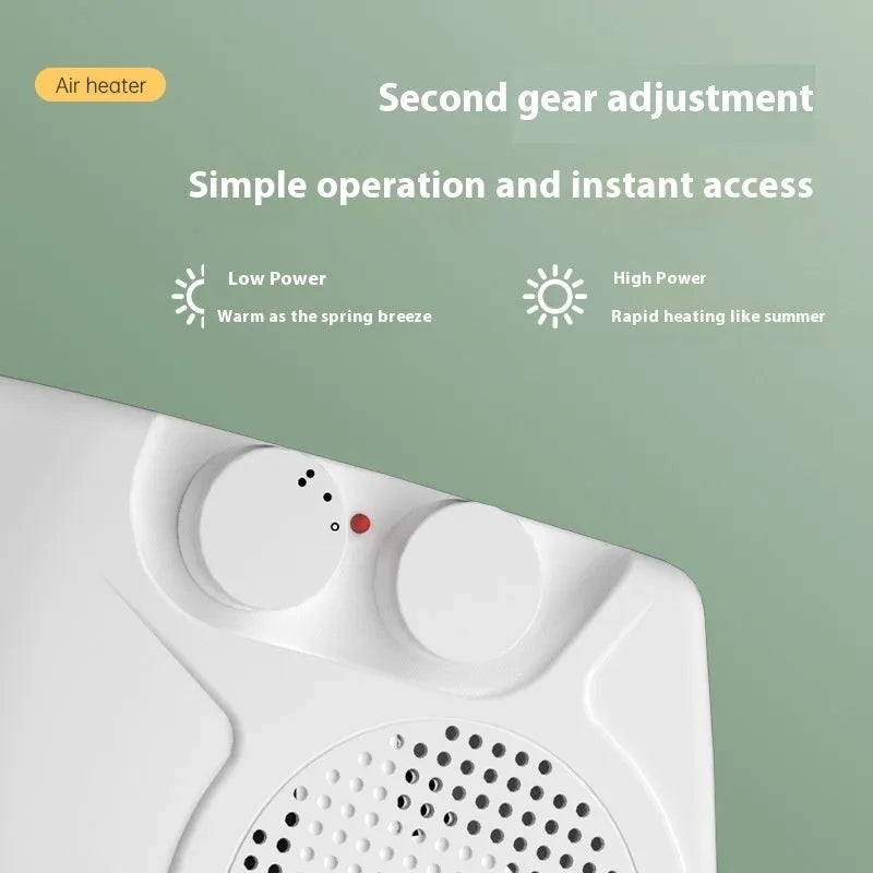 White compact electric heater with adjustable power settings for small rooms under 10 square metres