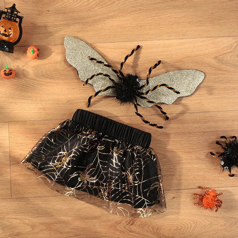 Polyester Halloween dog suit in a full-body design, available in sizes S, M, L, and XL for various dog breeds.
