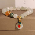 Ice Jade Crystal Bracelet for women with pearl accents and Xiangyun jade buckle in retro style