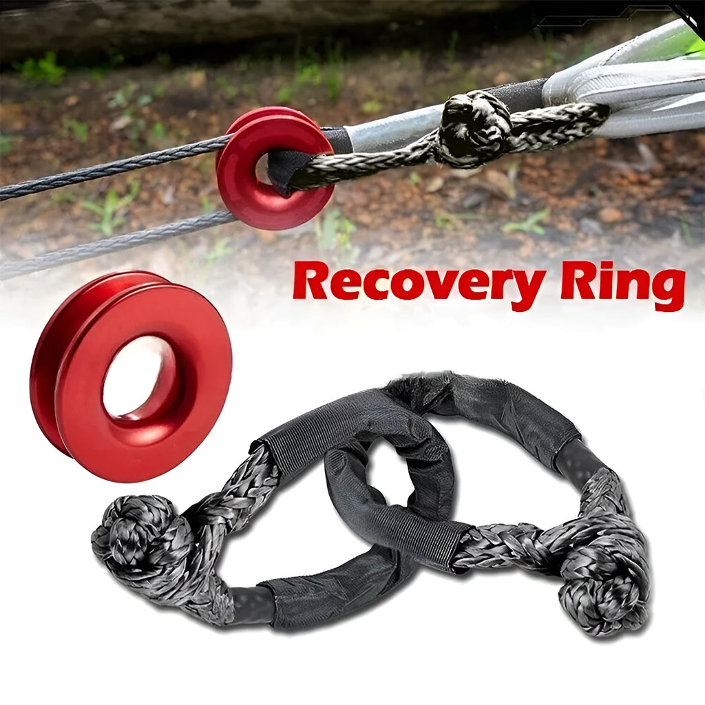Polymer soft shackle trailer rope for vehicle recovery, shown in a colour option, with 12mm diameter and 17-tonne load rating.