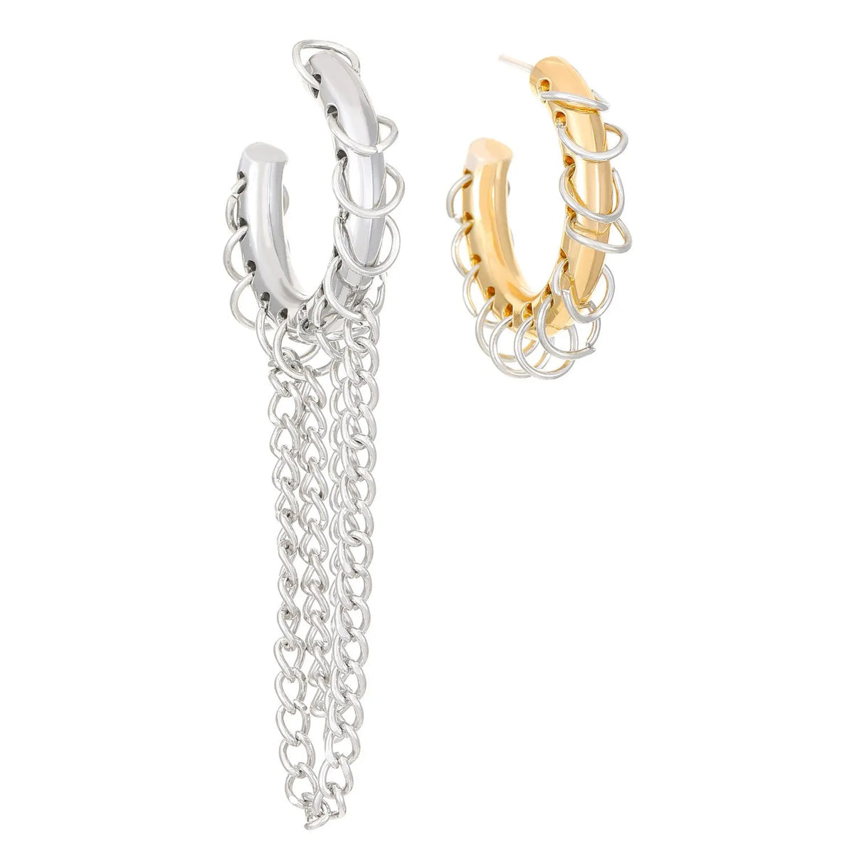 Punk long tassel earrings in alloy with electroplated finish, round geometric colour collision design, women's jewellery