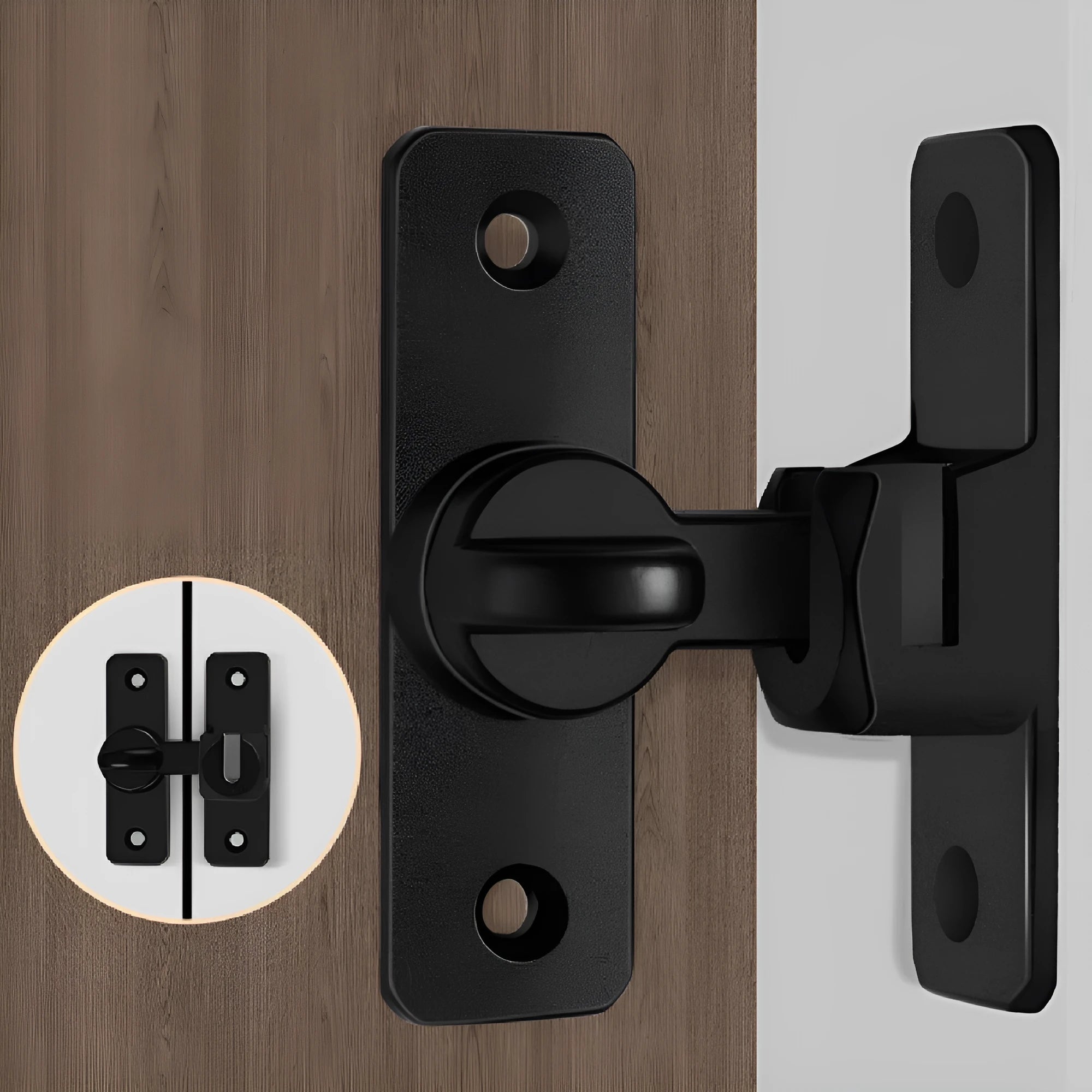 Aluminium alloy punch-free door latch in silver finish with universal 90 and 180 degree angles