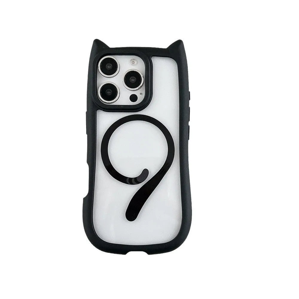 Transparent acrylic TPU phone case for iPhone 17 showing shockproof protection and magnetic suction features