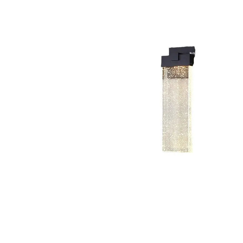 Black stainless steel outdoor LED wall lamp showing two size options for courtyard and corridor mounting