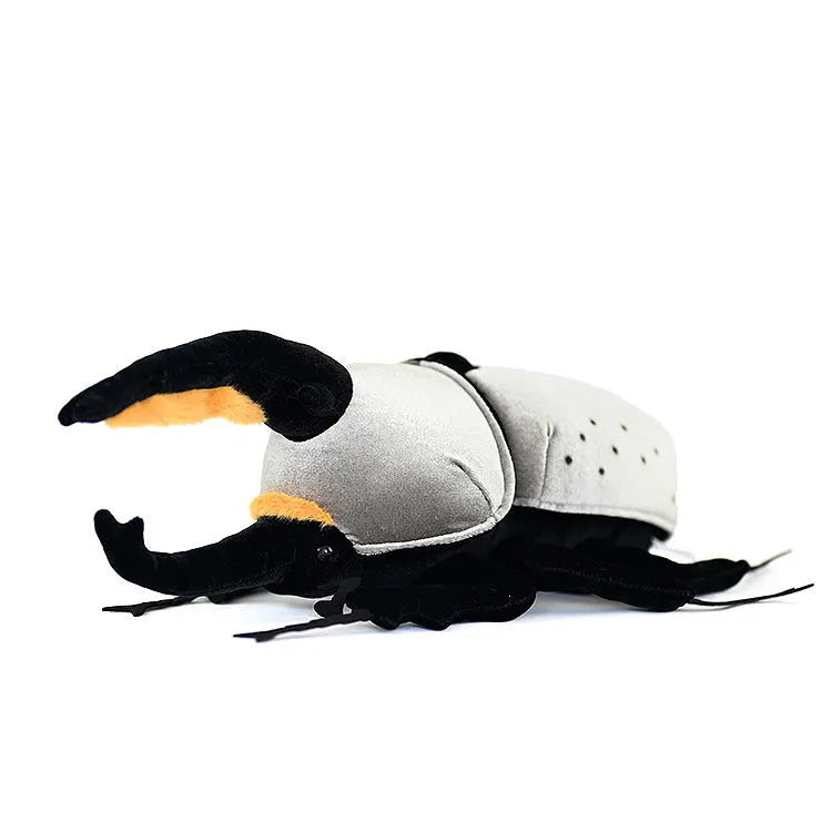 White worm plush toy doll in black, 23cm mouth-to-tail, Korean velvet fabric, PP cotton and rubber granules